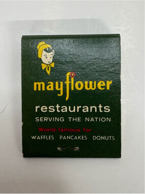 Vintage Mayflower Restaurants Matchbook Green Yellow Advertisement